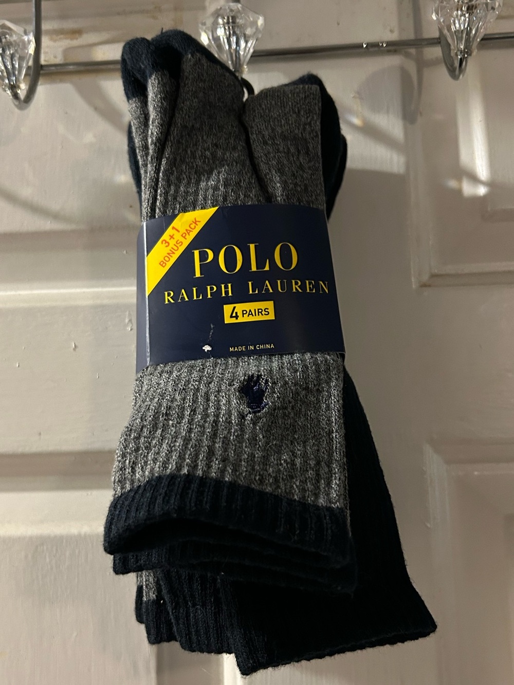 Polo by Ralph Lauren Men’s 4-Pack Crew Socks in Gray & Navy